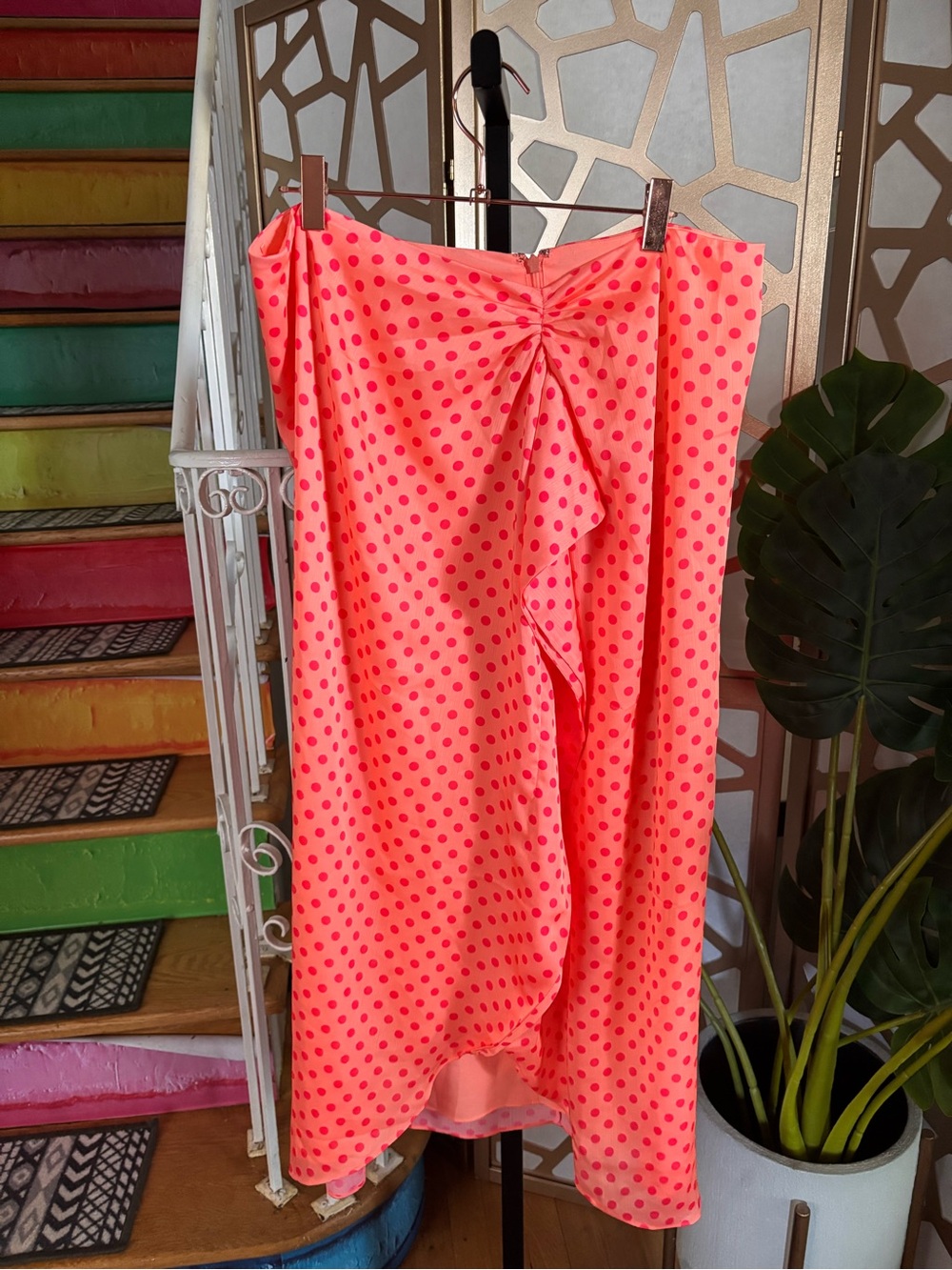 Ted Baker Coral Dress with Pink Polka Dots
